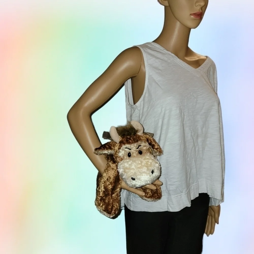 𝅺MARY Meyer Flip Flops Plush Cow Texas Longhorn bubba Bull Brown 2002 T37